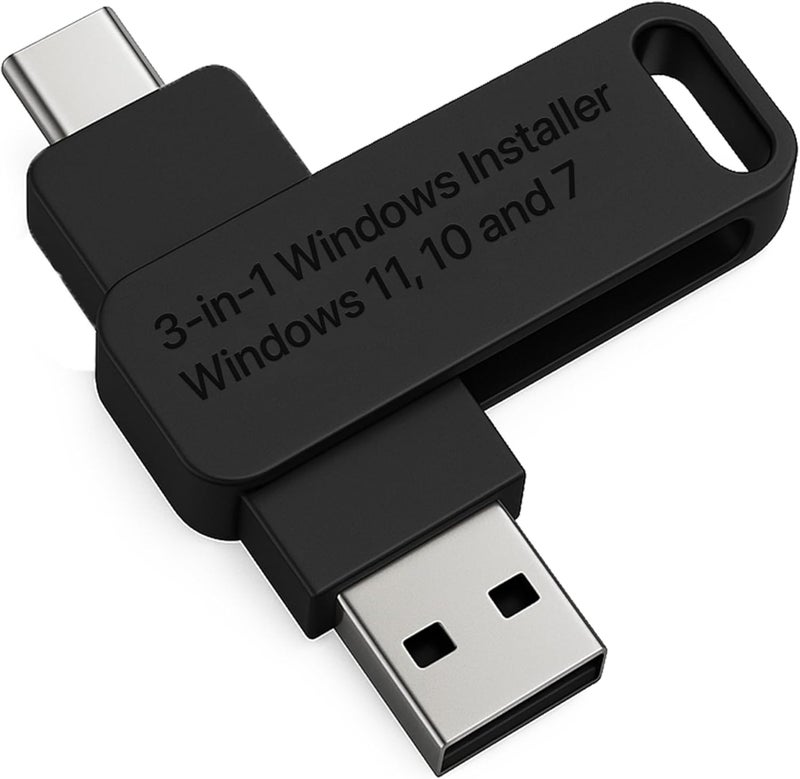 DEBOTIX 3-in1 Bootable USB Type C + A Installer for Windows 11 Pro, Windows 10 and Windows 7 Recover, Restore, Repair Boot Disc. Fix Desktop & Laptop/Blue Screen - Image 1